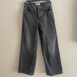 Free people high rise button-fly wide leg jeans black size 26